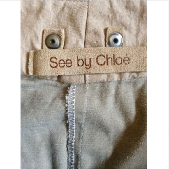 See by Chloe Cotton Blend Tan Denim Skirt SZ 4 - Picture 3 of 3